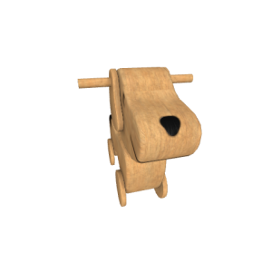 Low Poly Wooden Pup Figurine
